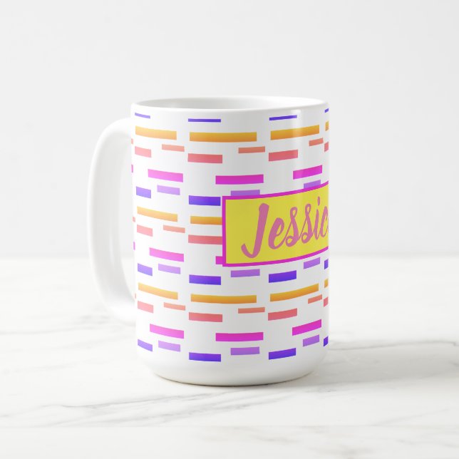 Happy Vibes Jessica Ajouter Votre Nom Café Mug Cup (Devant gauche)