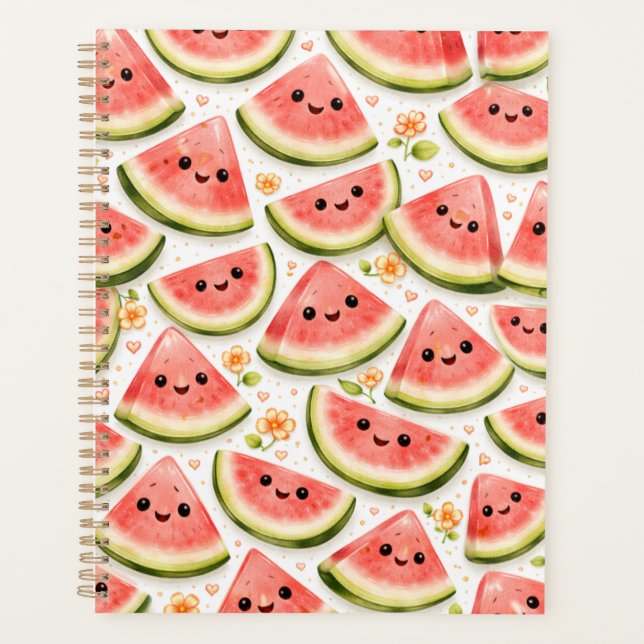 Happy Watermelon Planner Cover – Kawaii Watermelon (Devant)