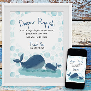 Happy Whale Diaper Poster Baby shower Raffle