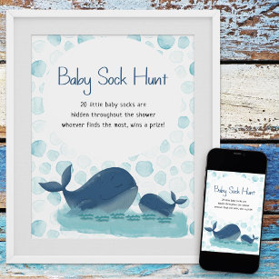 Happy Whale Sock Chasse Baby shower Poster du jeu