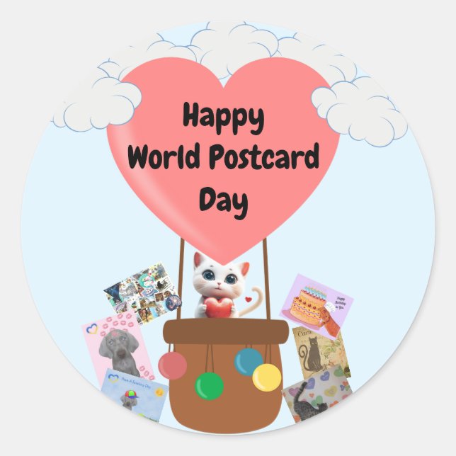 Happy World Postcard Day Chat dans Stickers Balloo (Devant)