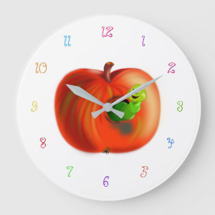 Happy Worm En Rouge Pomme Horloge