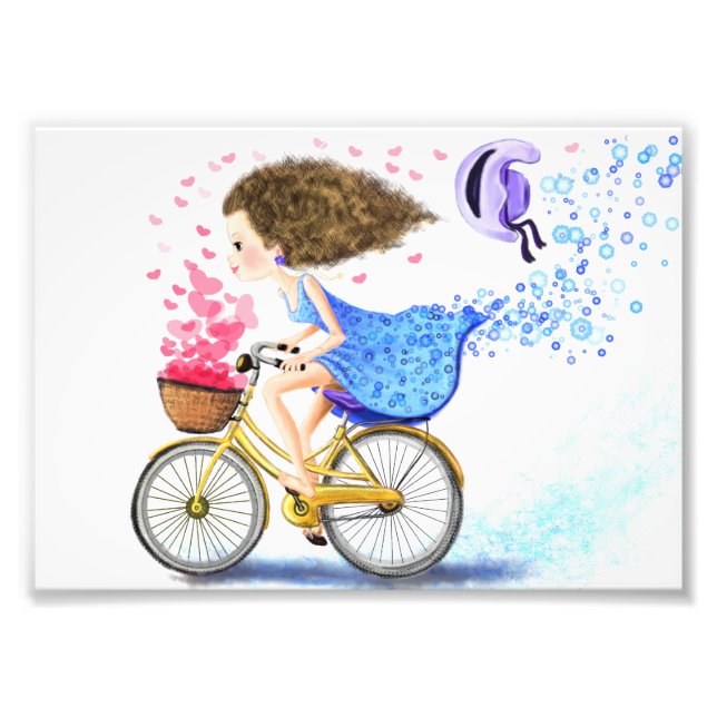 Happy Young Girl with Bike Poster (Devant)
