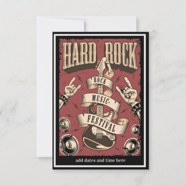 Hard Rock Music Festival Invitation Carte Flat (Devant)