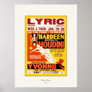 Hardeen ~ Poster de magicien Vintage ~ 1931