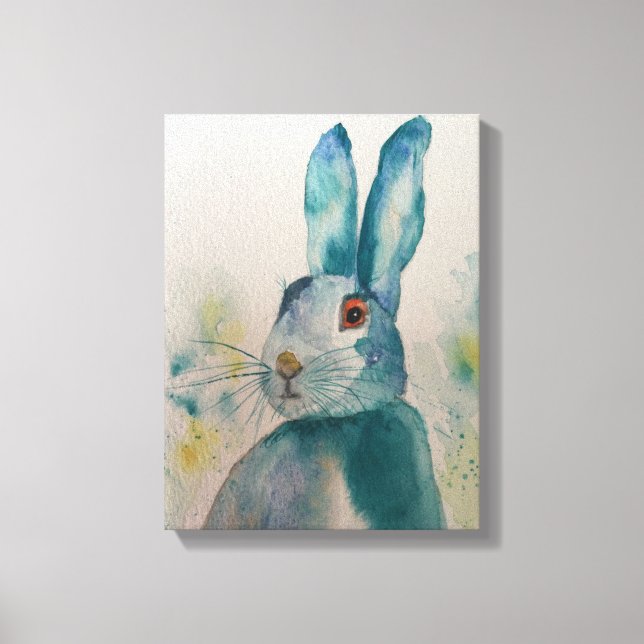 Hare Rabat Aquarelle Bleu toile Imprimer (Recto)
