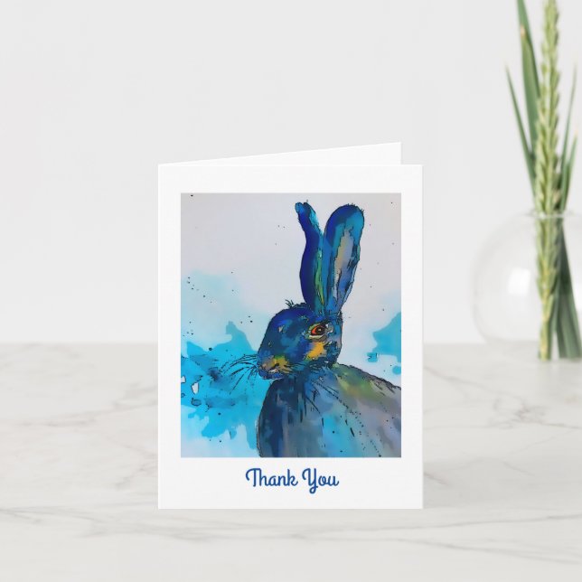 Hare Rabbit Carte de remerciements aquarelle (Devant)