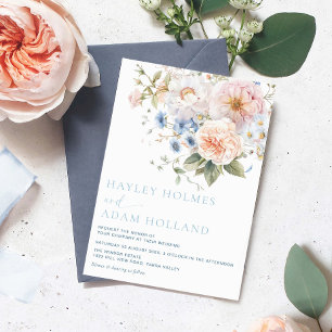 Hargrove Blue Floral Faire-part de mariage