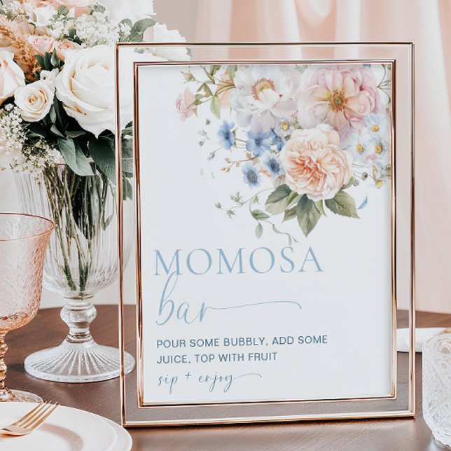 Hargrove Blue Floral Momosa Bar Poster (Créateur téléchargé)