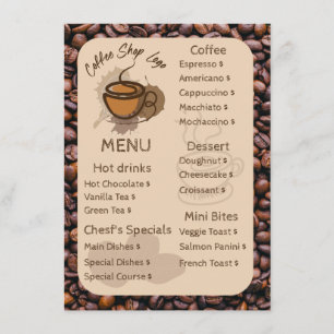Haricots de Café Casual Ajouter Votre Menu Café