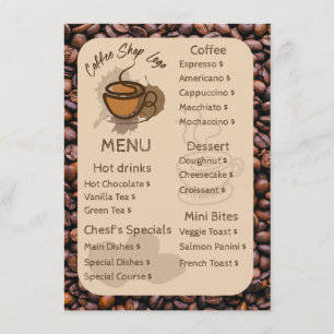 Haricots de café décontractés Ajoutez votre menu C