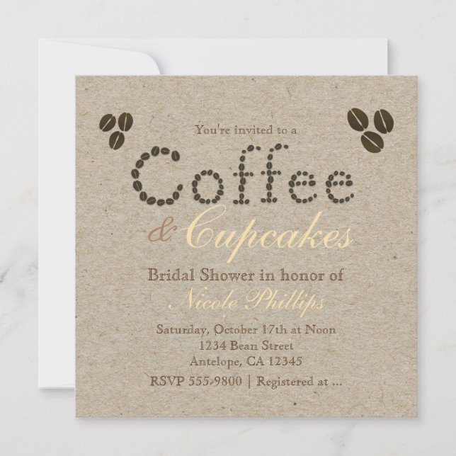 Haricots de CAFE Naturel Rustique Invitations POUR (Devant)