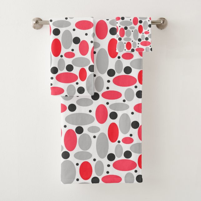 haricots et pois rétro rouge gris blanc motif (En situation)
