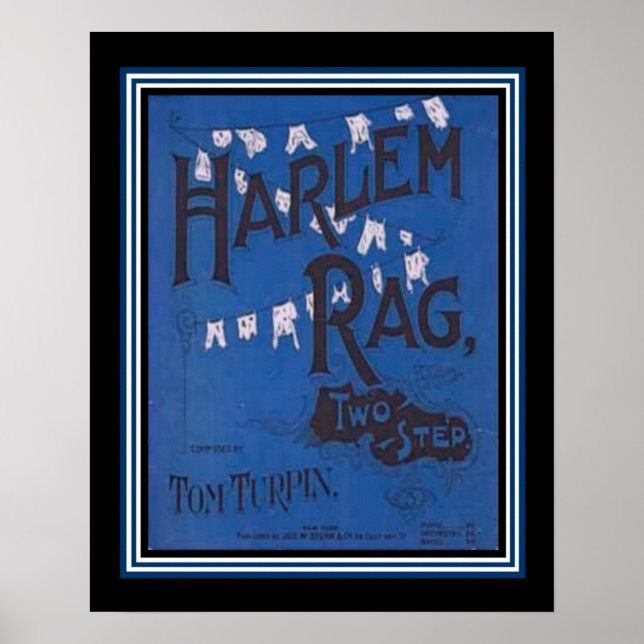 "Harlem Rag"  Vintage Two Step Sheet Music Poster (Devant)