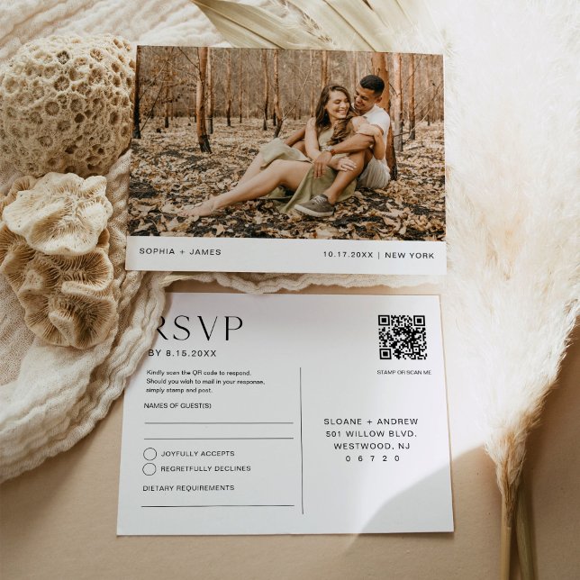 HARLOW Wedding RSVP Photo QR Code Carte postale (Créateur téléchargé)