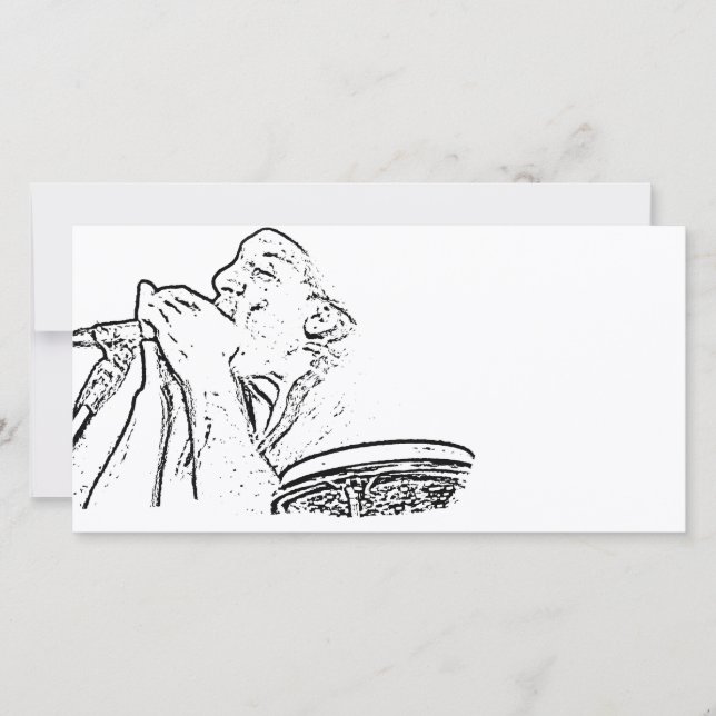 Harmonica player with drum outline (Devant)