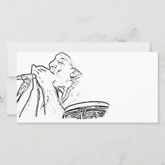 Harmonica player with drum outline