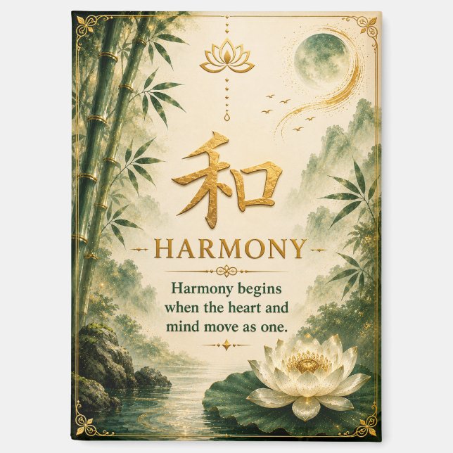 Harmonie (和) Aimant de caractère chinois (Recto)
