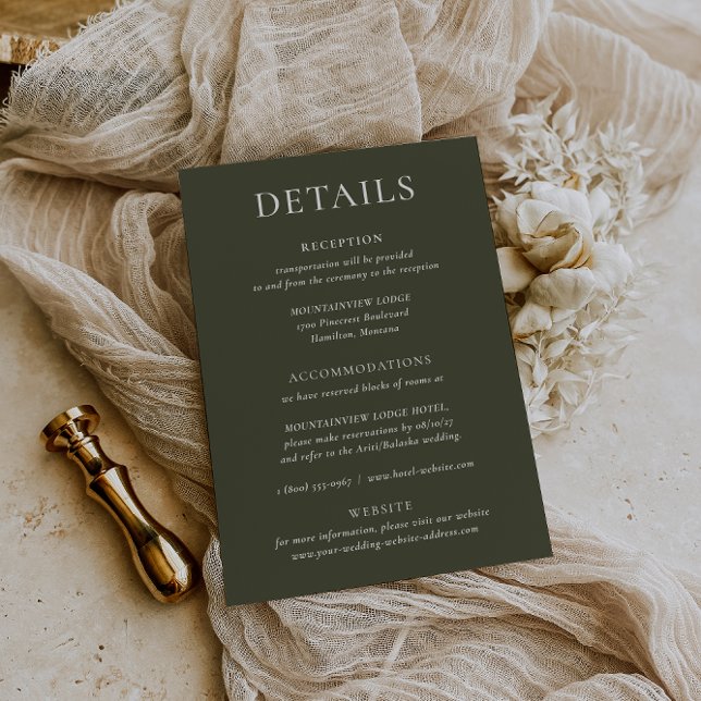 HARMONIE | Carte de détails du Mariage vert d'oliv (Créateur téléchargé)