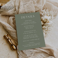 HARMONIE | Carte de détails du Mariage vert Sage