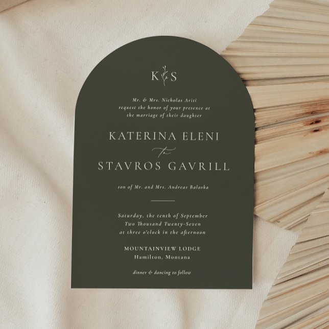 HARMONIE | Faire-part de mariage vert olive (Créateur téléchargé)