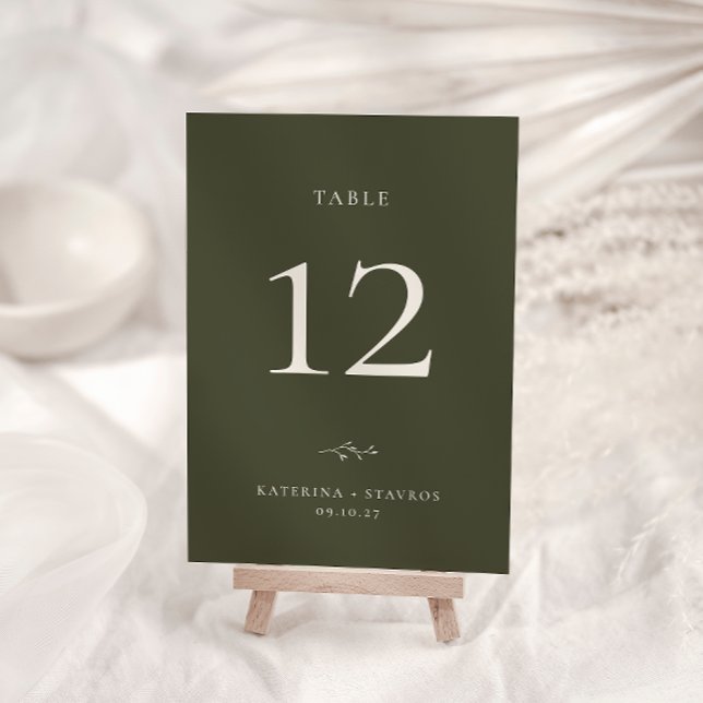 HARMONIE Olive Green Mariage Carte Numéro de table (Créateur téléchargé)