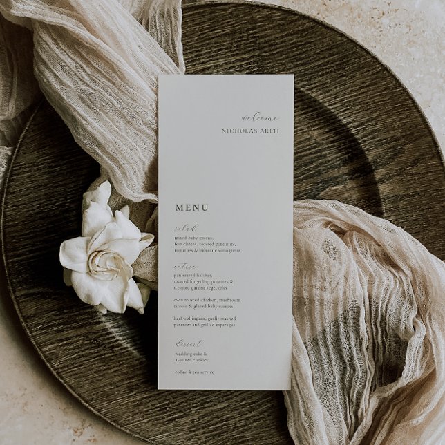 HARMONIE Olive Green Place Card Menu (Créateur téléchargé)