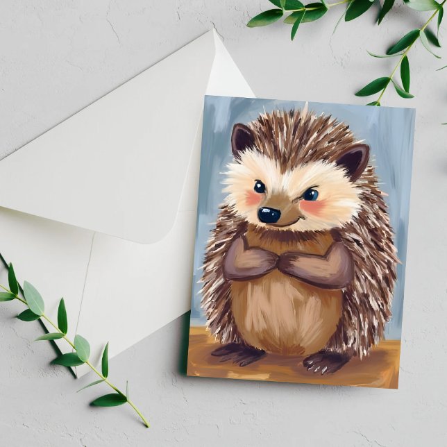 Harold le Hérisson | Carte aquarelle d'animal mign (Créateur téléchargé)