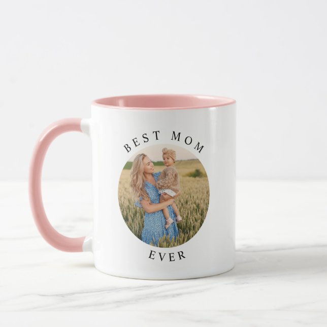 HARPER Modern Round Photo Best Mom Ever Coffee Mug (Gauche)