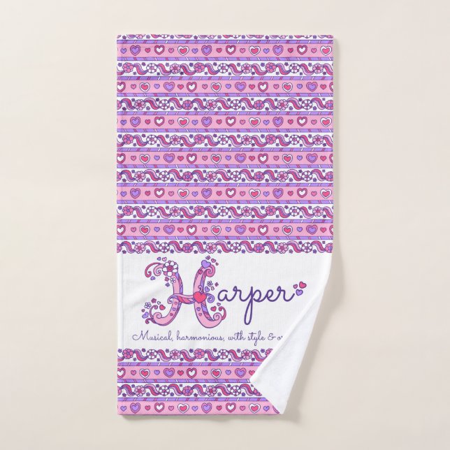 Harper nom signifie coeur de fleurs rose (Serviette à main)