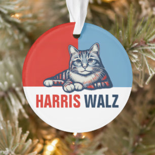 Harris Walz 2024 Manifestement Red Blue Cat