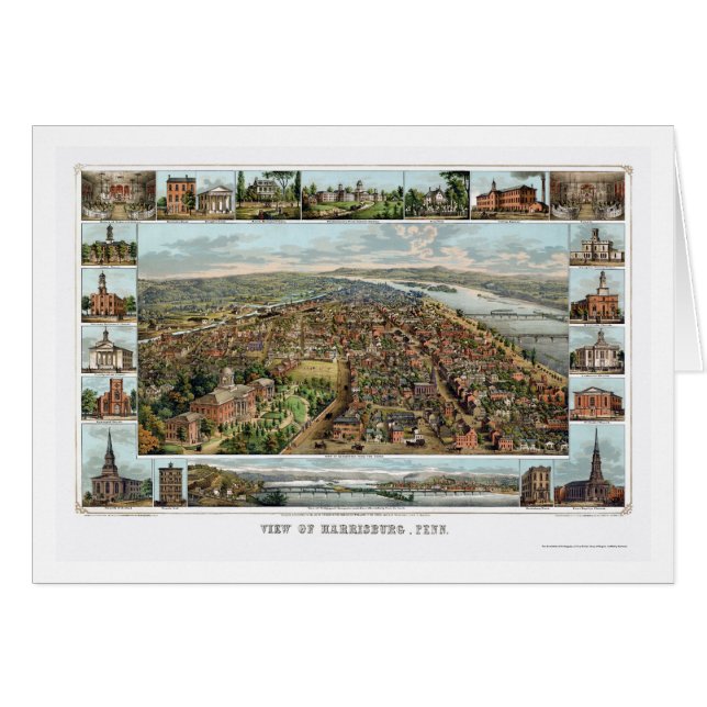Harrisburg, carte panoramique de PA - 1855 (Devant horizontal)