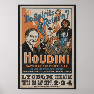 Harry Houdini Vintage Magicien Poster