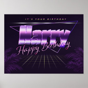 Harry Nom Vorname lila retro Poster Geburtstag