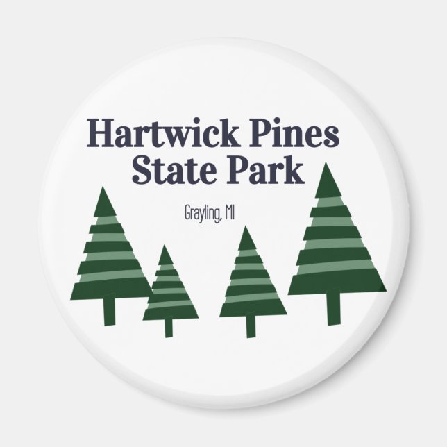 Hartwick Pines State Park Round Magnet (Devant)