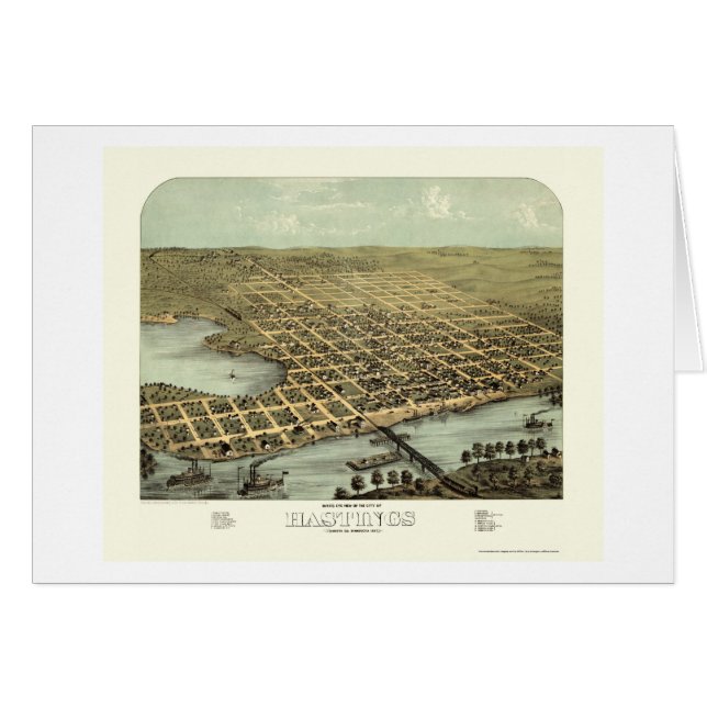 Hastings, carte panoramique de manganèse - 1867 (Devant horizontal)
