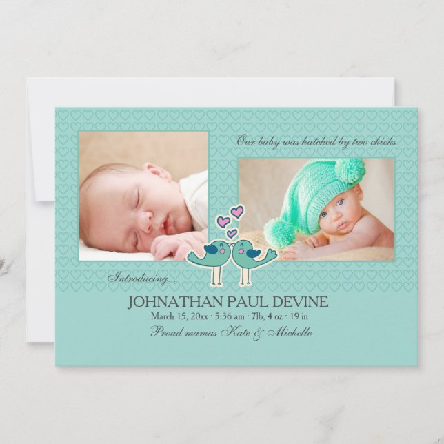 Hatché Par Deux Poussins Tl Photo Faire-part de na (Devant)