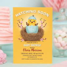 Hatching Bientôt Cute Chick Baby shower Invitation