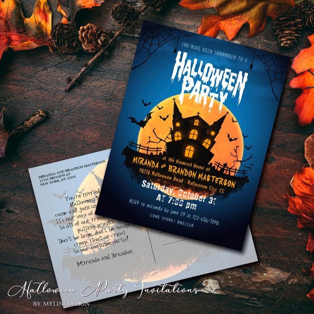 Hauné Maison Bats Graveyard Halloween Invitation (Créateur téléchargé)