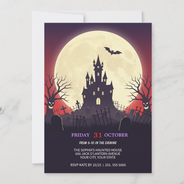 Haunted Castle Halloween Fête Invitation (Devant)