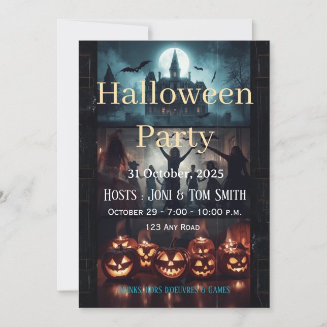  Haunted Castle Spooky Party Invitation (Devant)