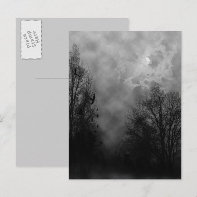 Haunted Halloween Sky avec carte postale Ravens (Devant / Derrière)