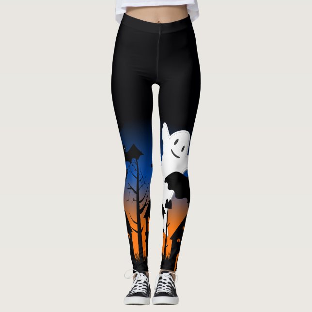 Haunted House Halloween Leggings (Devant)