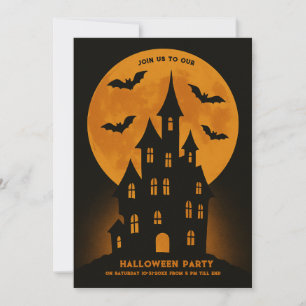 Haunted House Moon Bats Halloween fête