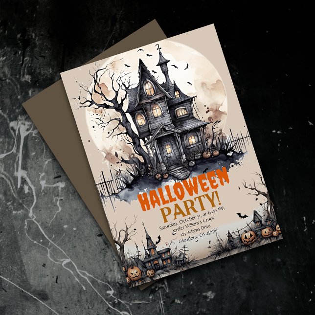 Haunted Mansion Halloween Invitation du parti Éffr (Elevate your upcoming event with uniquely spooky and captivatingly designed Halloween invitations!)