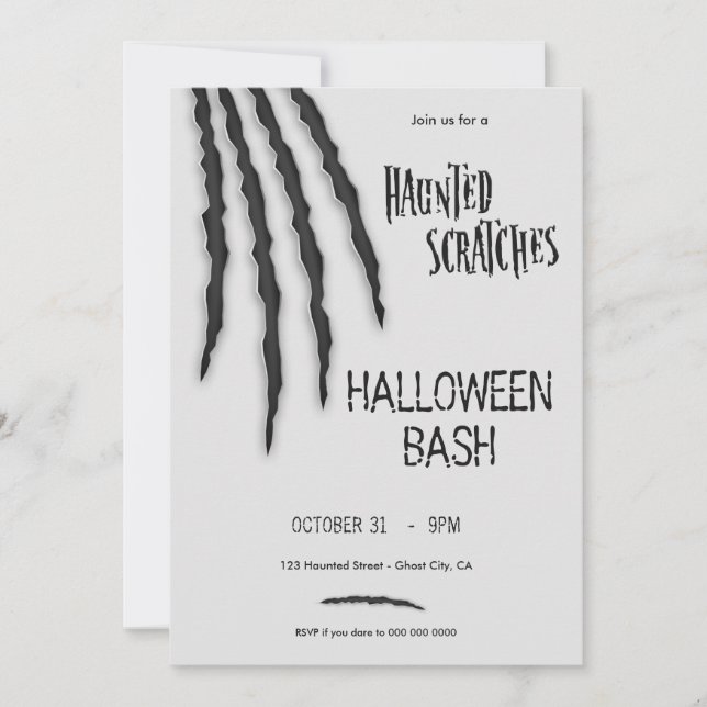 Haunted Scrachtes Halloween Invitation (Devant)