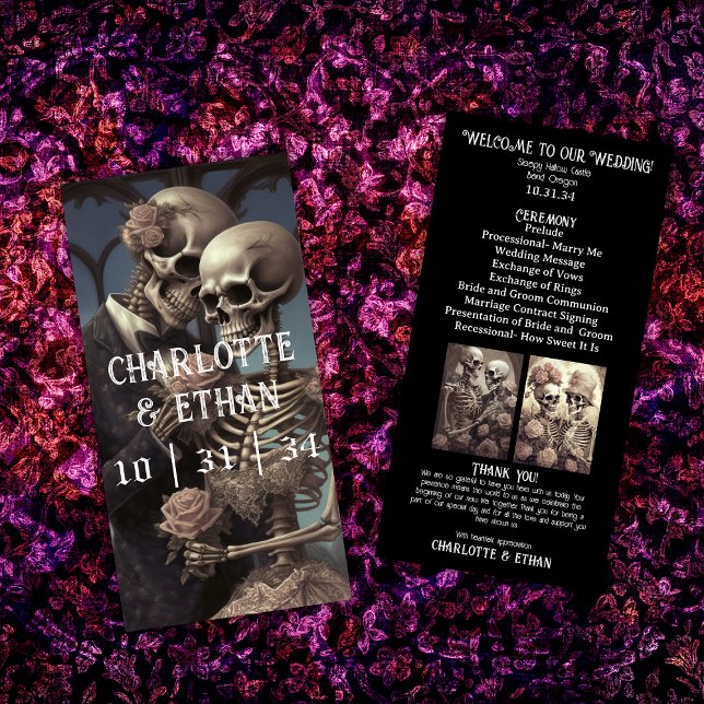 Hauntingly Romantic Skeleton Wedding Programme (Wedding  Program for Skeleton Couple)