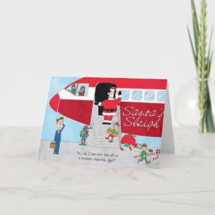 Hausse de Sleigh de Père Noël de carte de Noël de