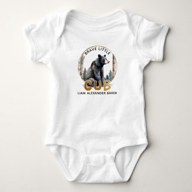 Haut de naissance Ourson en bois Petit Ours Courag (Devant)