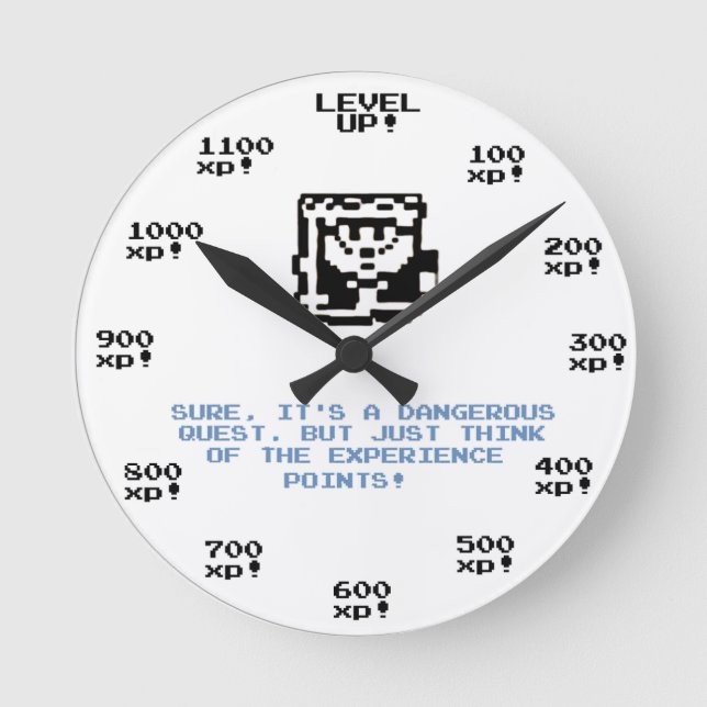 "Haut de niveau ! "rétro horloge du jeu RPG (Recto)